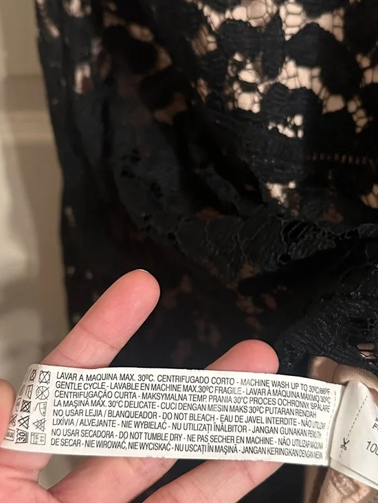 Zara A-Line Lace Spaghetti Strap Mini Dress w Nude Lining, Black, Sz L - Picture 15 of 15